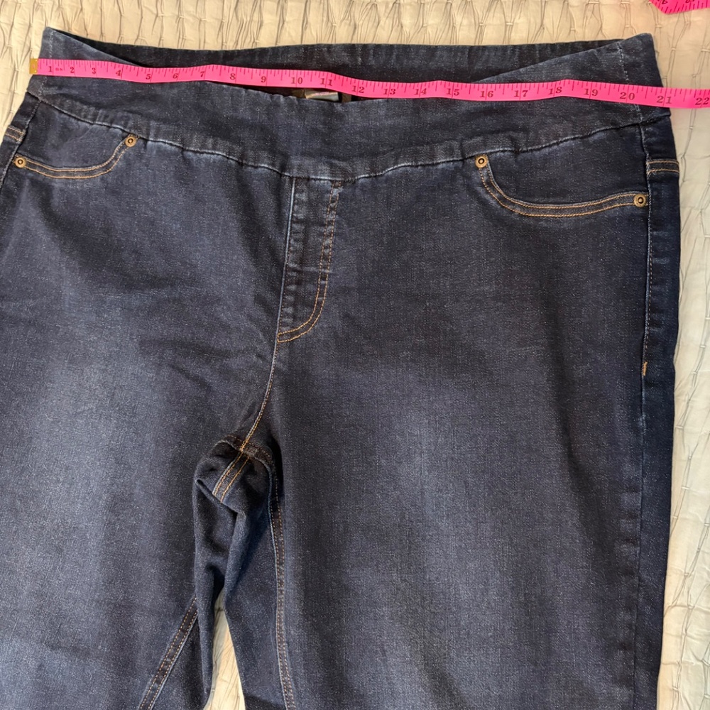 Slimsation By Multiples Dark Blue Cropped Jeans with Frayed Hem - Picture 4 of 12